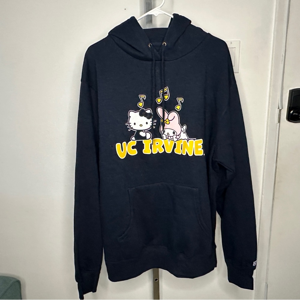 UC Irvine Hello Kitty My Melody Navy Hoodie with Yellow Accent Graphic
